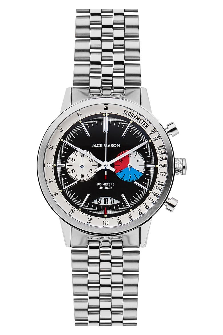 Racing Chronograph Bracelet Watch, 40mm, Main, color, BLACK