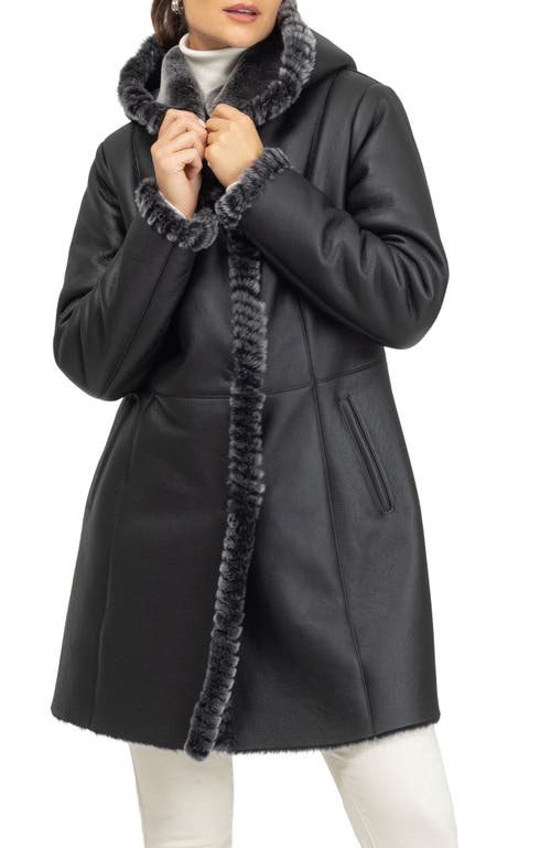 Gorski Merino Shearling Lamb Parka With Whipstitch Trim In Black