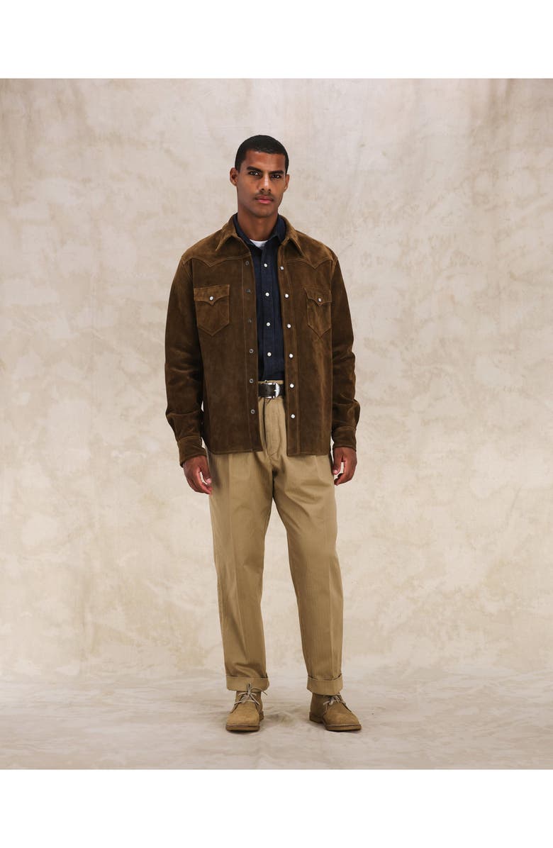 Fortela Ranch Texan Suede Leather Shirt, Alternate, color, Brown