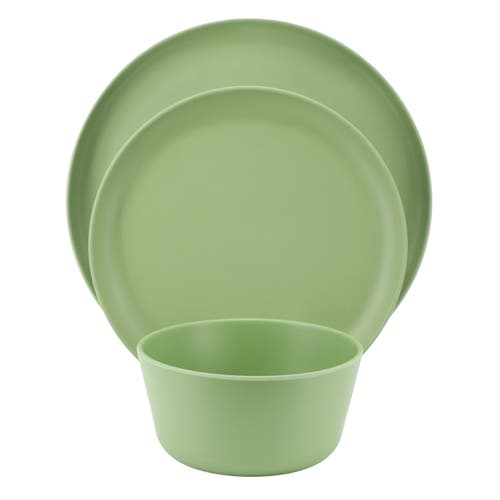 Gibson Home Fairhope 12 Piece Melamine Round Dinnerware Set In Green