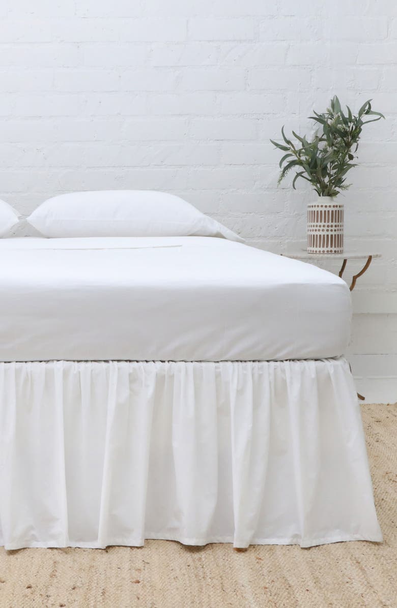Pom Pom at Home Gathered Cotton Bedskirt, Alternate, color, White