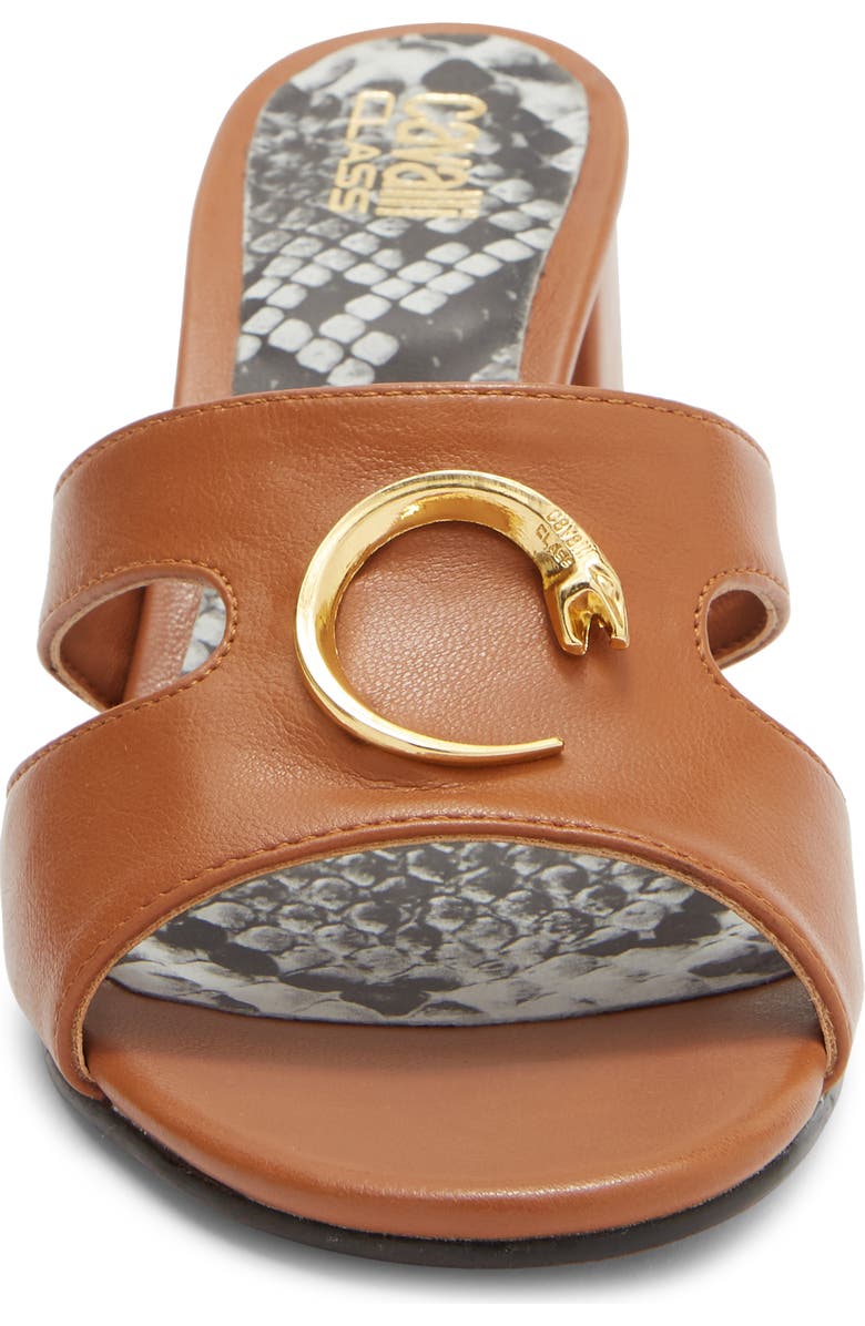 Roberto Cavalli Block Heel Slide Sandal, Alternate, color, Tan