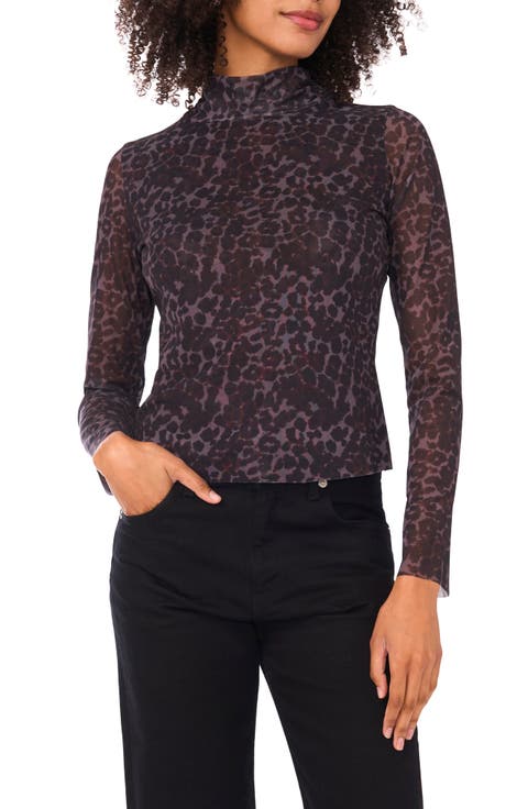 Leopard Mock Neck Long Sleeve Top