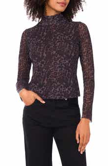 Parker Leopard Mock Neck Long Sleeve Top