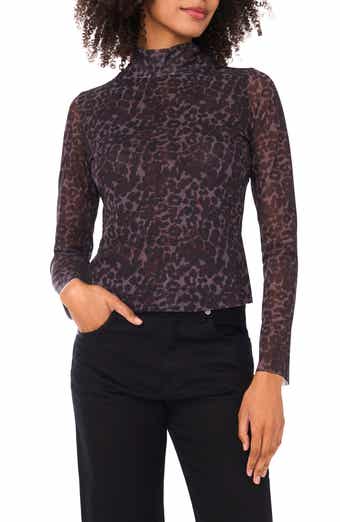 Parker Leopard Mock Neck Long Sleeve Top