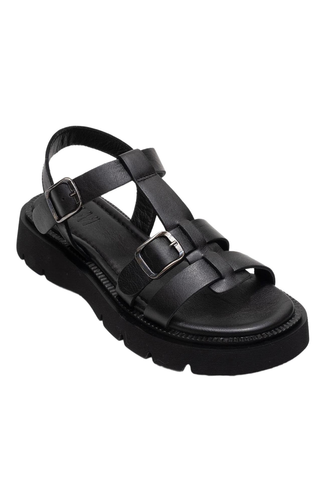 Forever & Always Shoes Melvin Leather Sandal, Alternate, color, Black Leather