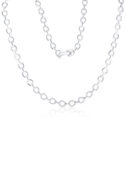 Sterling Silver Cubic Zirconia Link Necklace