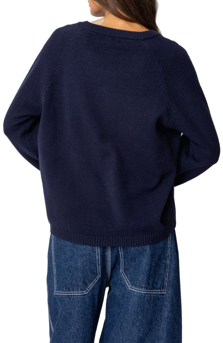 EDIKTED Martha Oversized V-Neck Sweater, Alternate, color, Navy