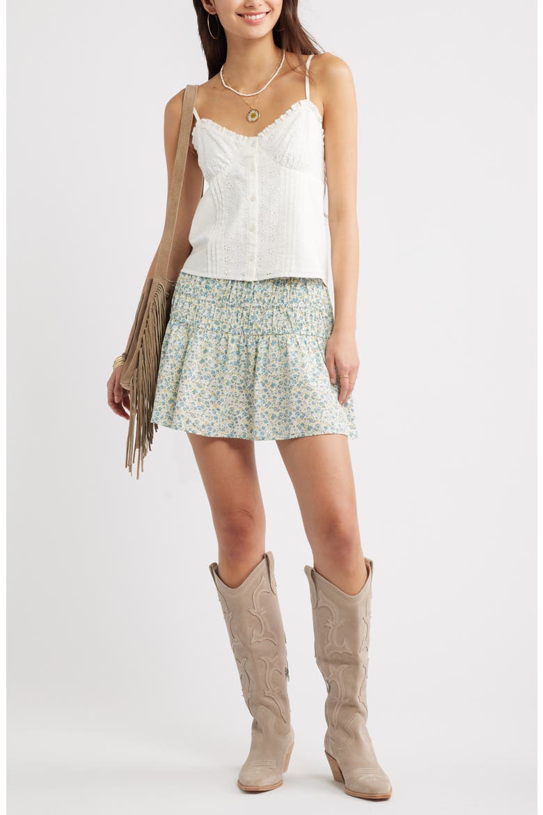 Drop Waist Flare Cotton Skort, Alternate, color, IVORY- BLUE DAINE FLORAL
