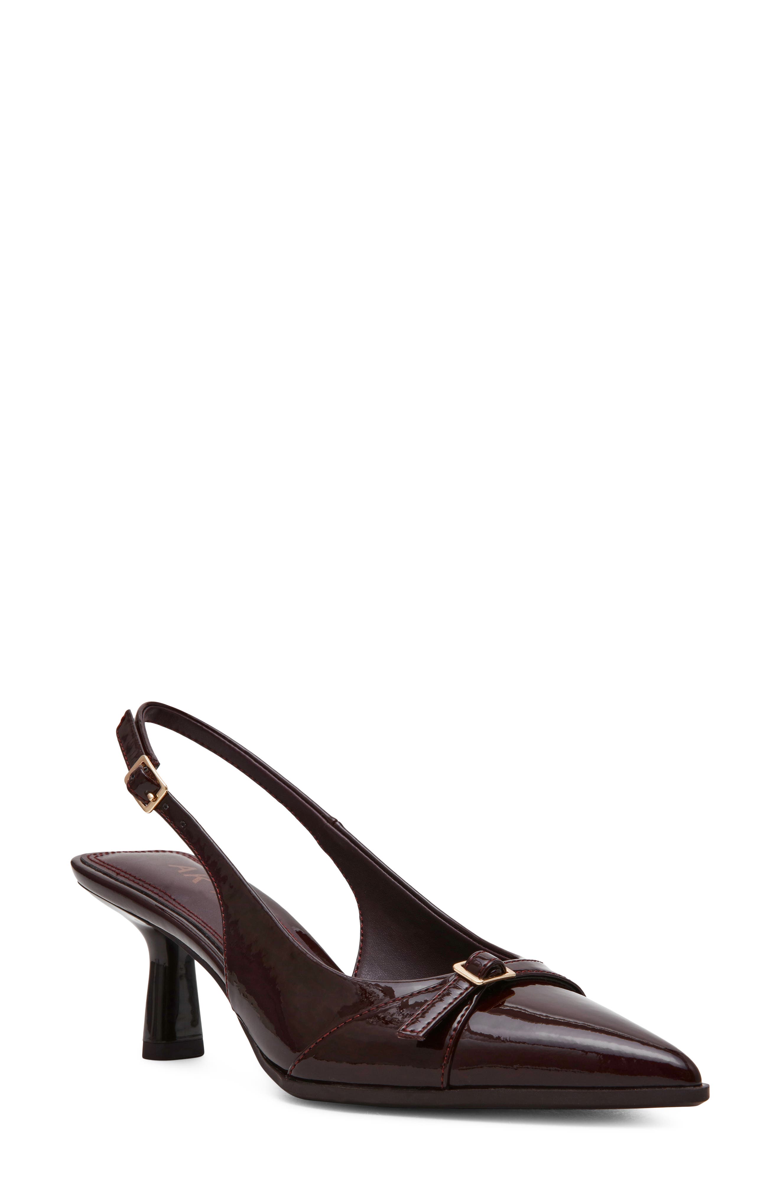 Cobbler Faux Leather Slingback Pump, Main, color, DARK PLUM PATENT