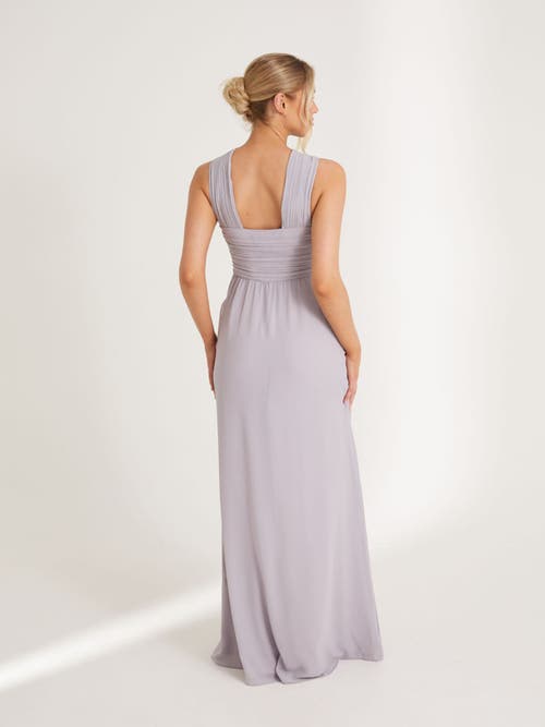 Six Stories Cross Neck Chiffon Bridesmaid Dress In Gray