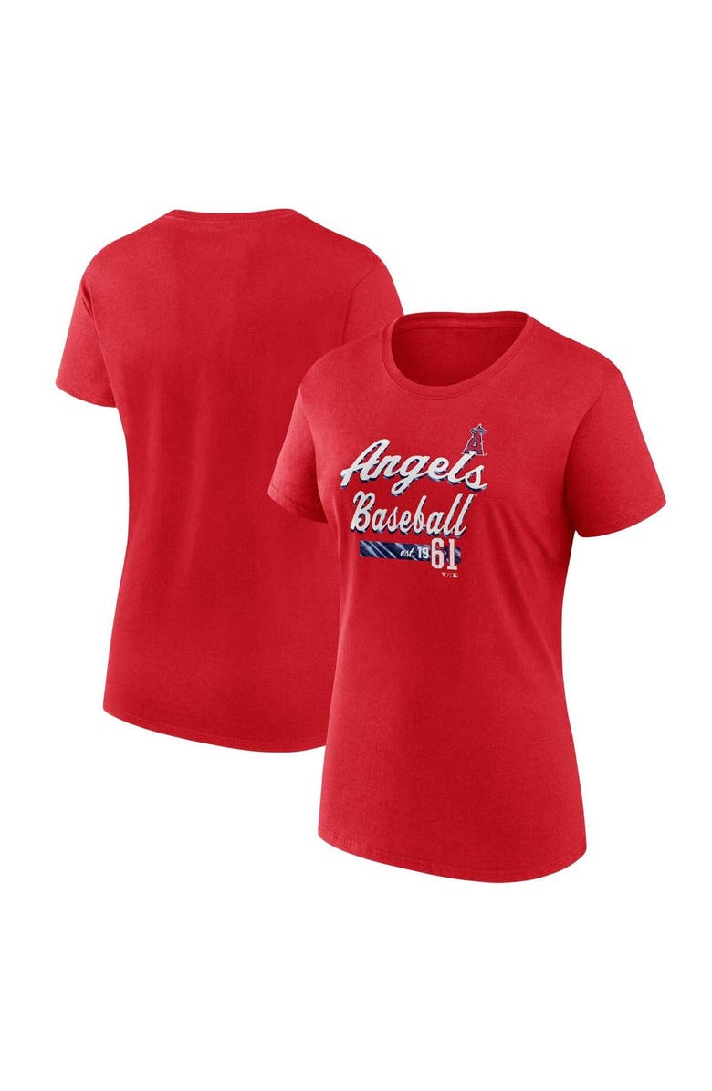 FANATICS Women's Fanatics Branded Red Los Angeles Angels Logo Fitted T-Shirt, Main, color, 