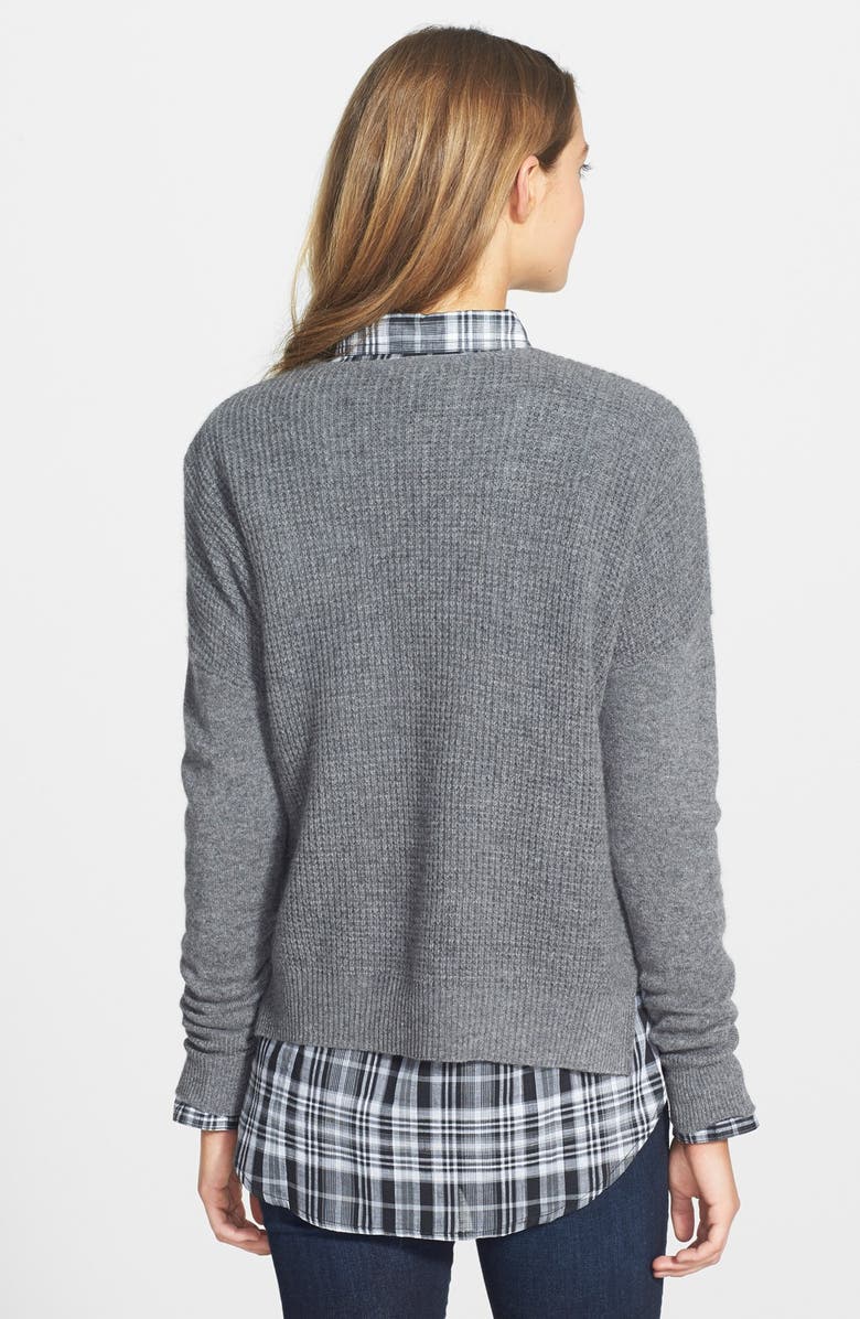 Halogen<sup>®</sup> Waffle Stitch Cashmere V-Neck Sweater, Alternate, color, 