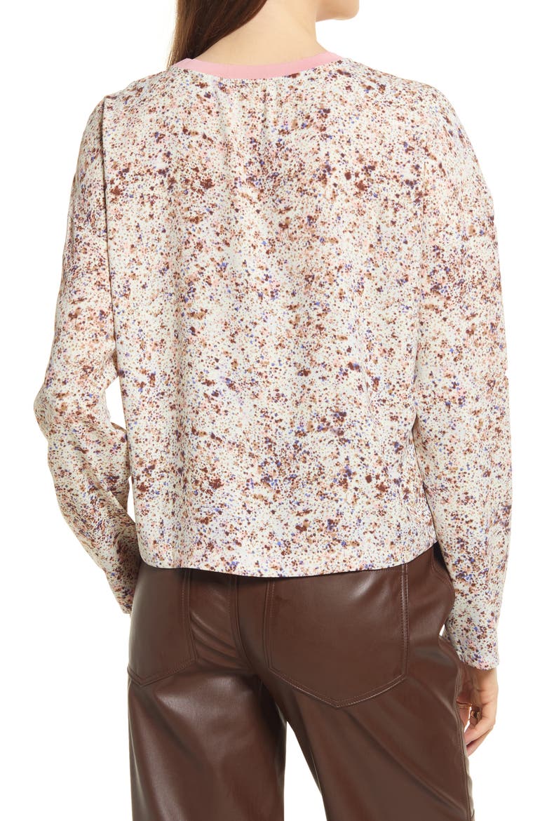 Contrast Crewneck Top, Alternate, color, IVORY MULTI FLOWER FIELDS