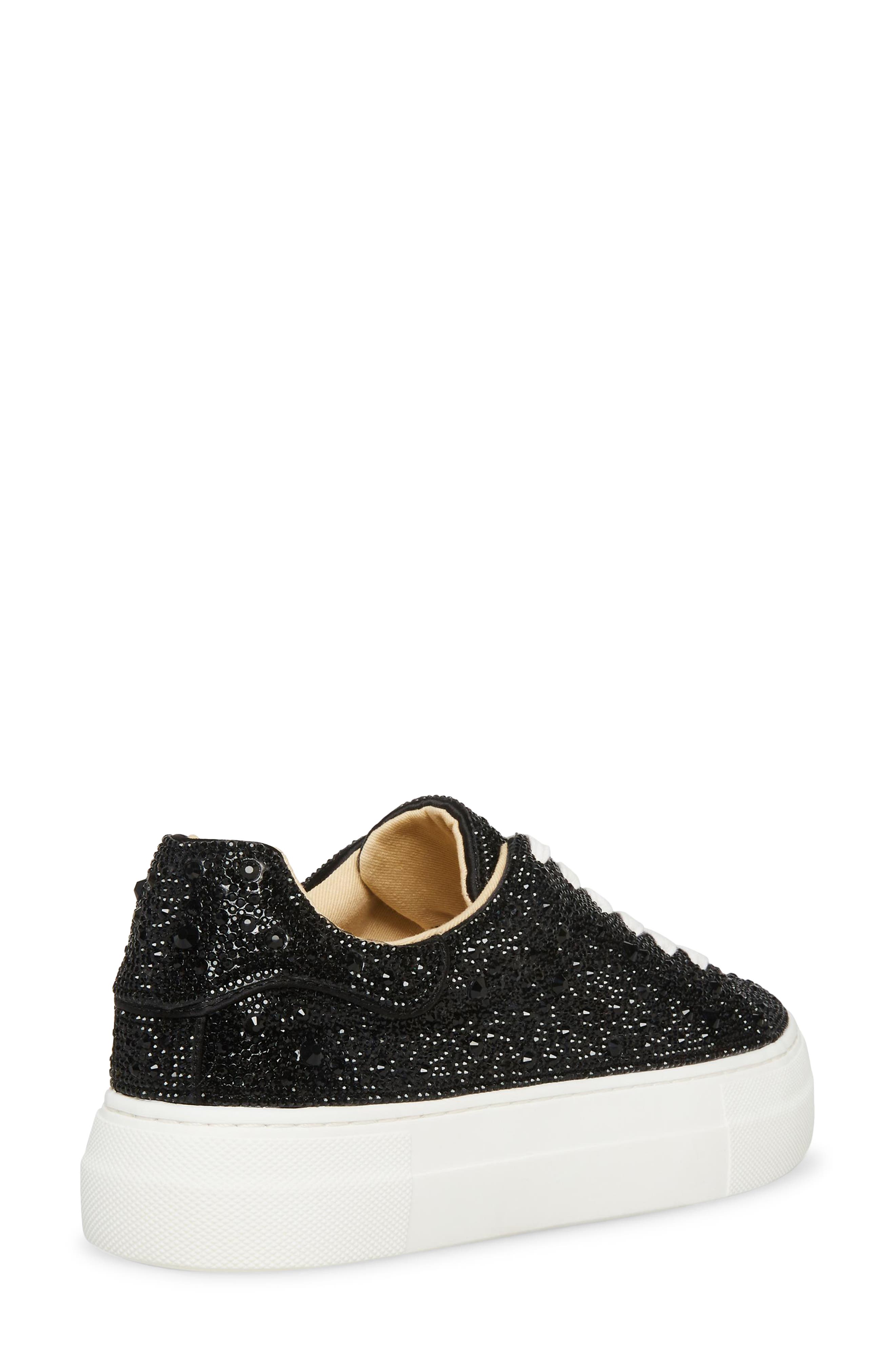 Betsey Johnson Sidny Crystal Pavé Platform Sneaker, Alternate, color, Black
