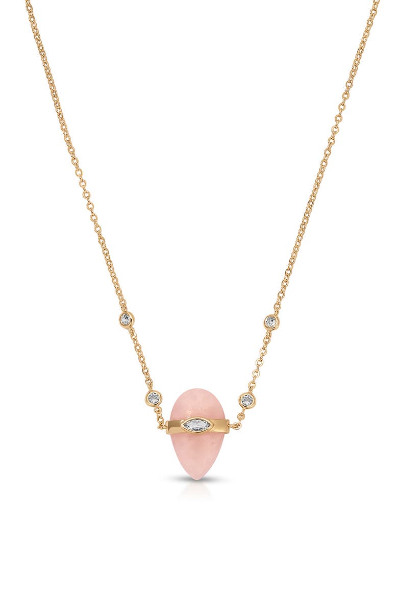 Semi Solstice Stone & Crystal Pendant Necklace, Main, color, ROSE QUARTZ
