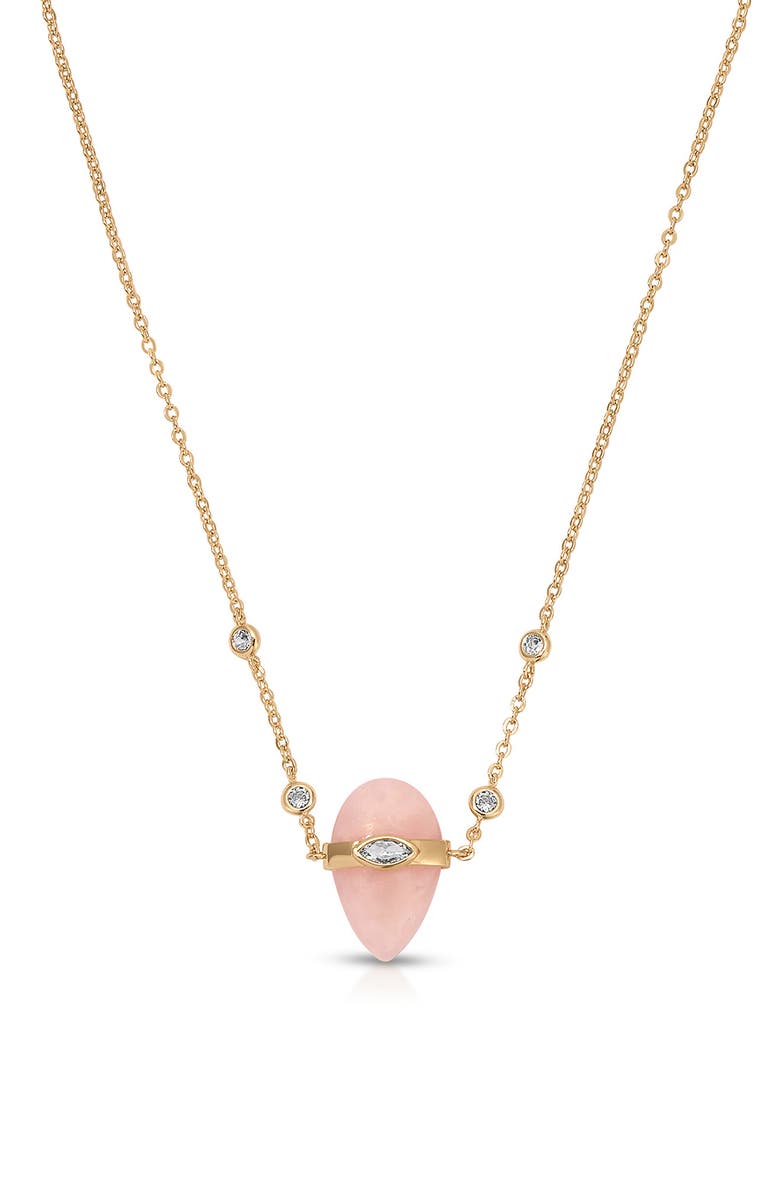 Ettika Semi Solstice Stone & Crystal Pendant Necklace, Main, color, Rose Quartz