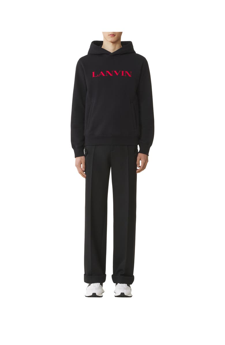 Lanvin Embroidered Cotton Hoodie, Alternate, color, Black