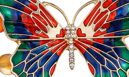 Eye Candy Los Angeles Monarch Butterfly Beaded Necklace In Rainbow