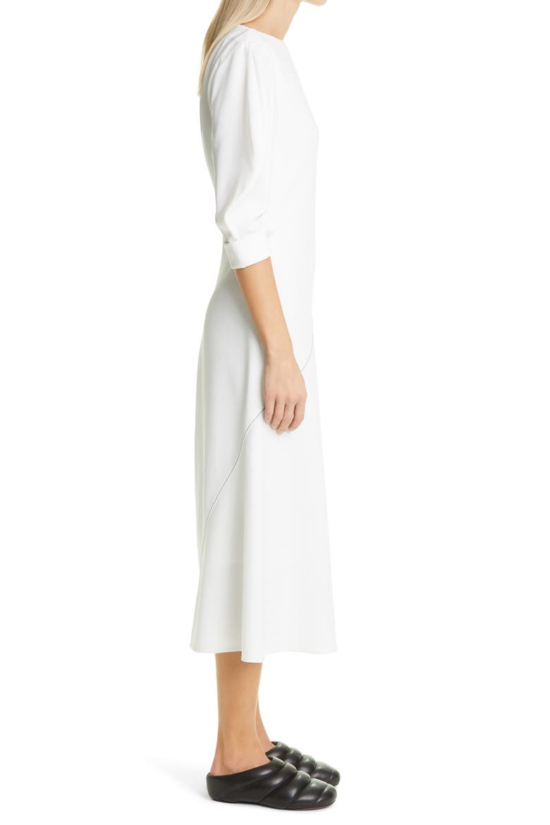 Puff Sleeve Crepe Dress, Alternate, color, OFF WHITE