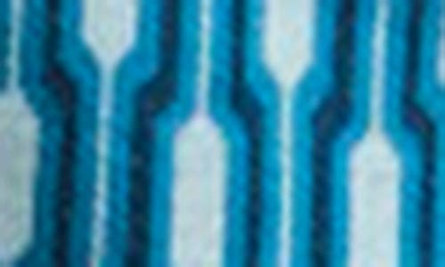 Original Penguin Geometric Jacquard Tipped Zip Polo In Mosaic Blue