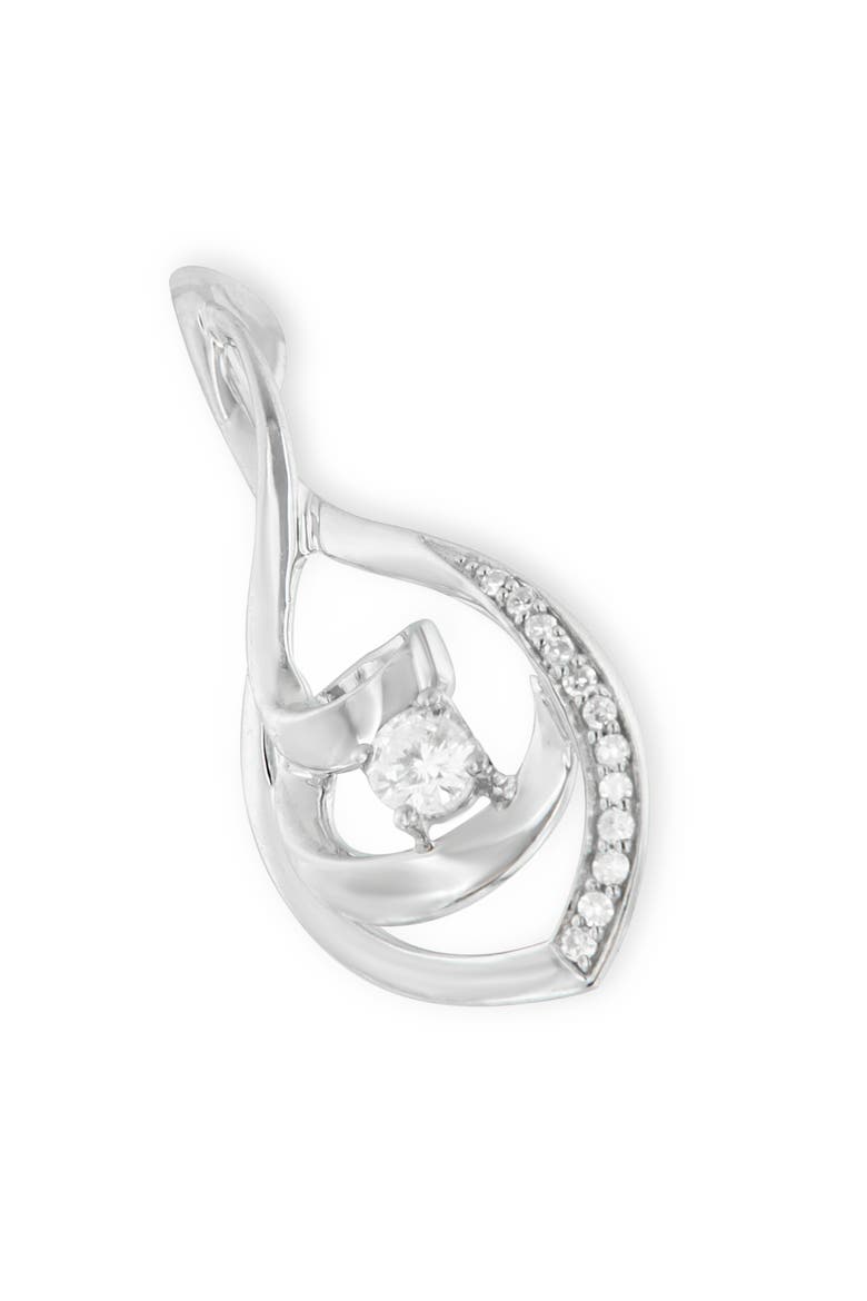 10K White Gold 1/4 Cttw Round Diamond Spiral Link 18" Pendant Necklace, Main, color, White