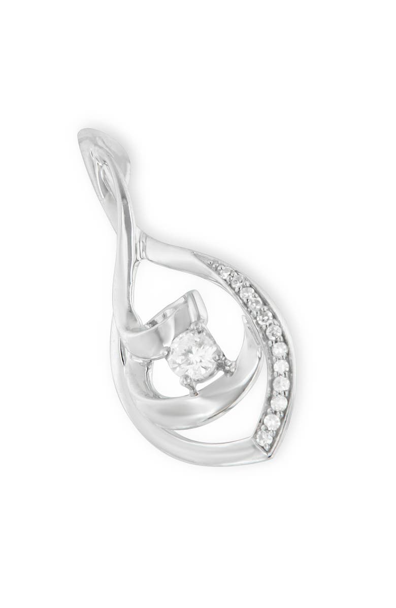 Haus of Brilliance 10K White Gold 1/4 Cttw Round Diamond Spiral Link 18" Pendant Necklace, Main, color, White