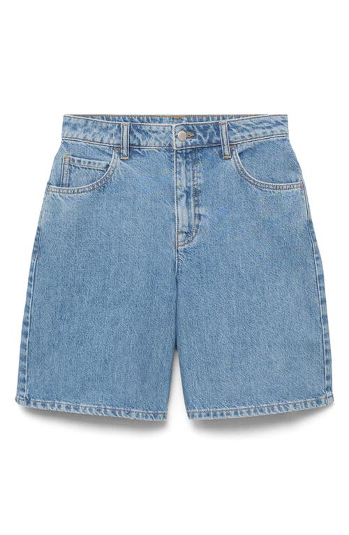Mango High Waist Denim Bermuda Shorts In Blue