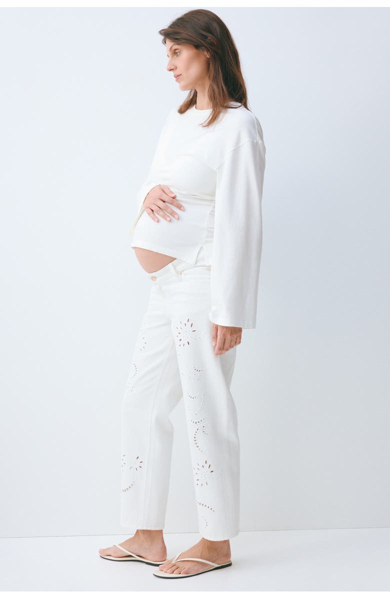 H&M Mama Straight Ankle Jeans, Alternate, color, White