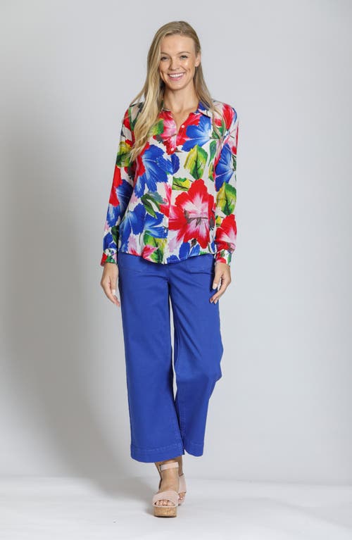 Apny Floral Button-up Shirt In Red Multi