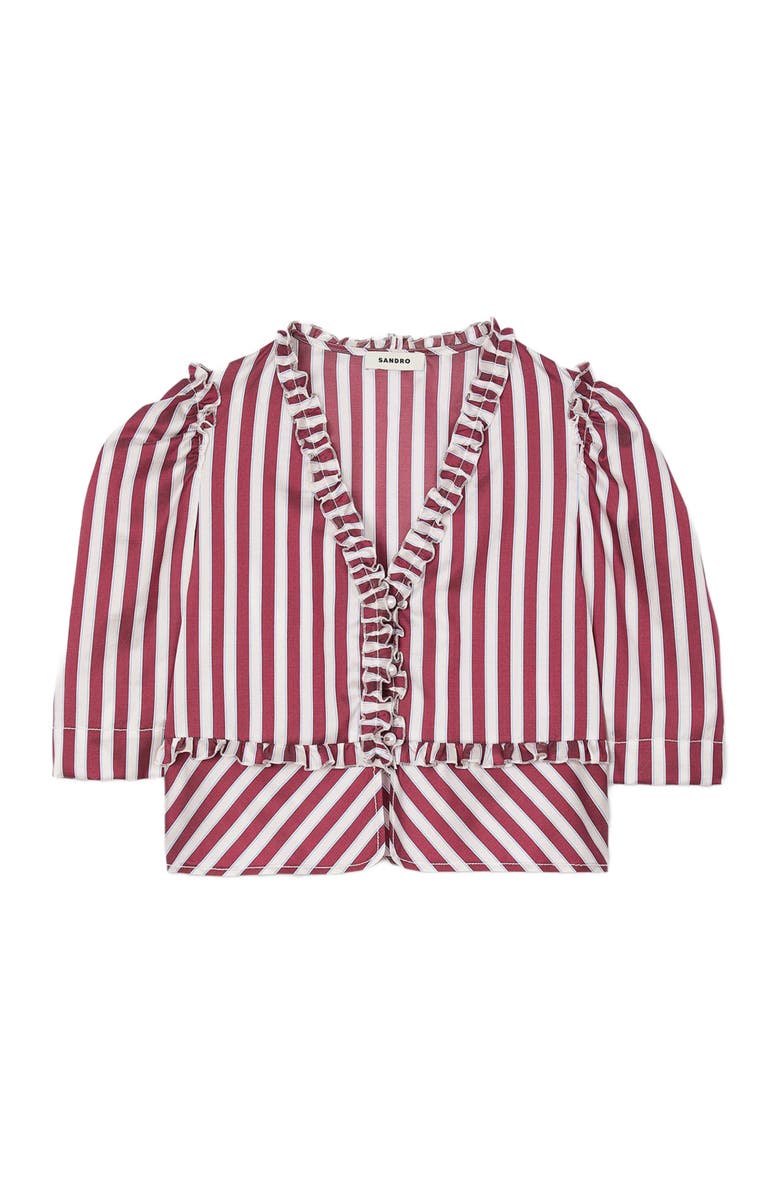 SANDRO Ruffled striped shirt, Alternate, color, 