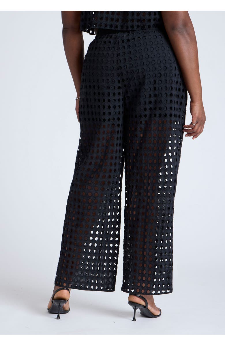 ELOQUII Sheer Eyelet Pant, Alternate, color, Black Onyx