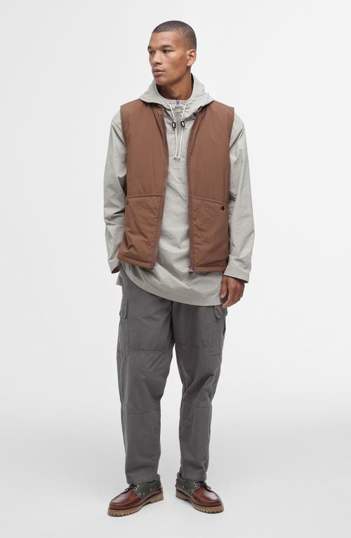 Shop Barbour Bomber Zip Vest In Redwood