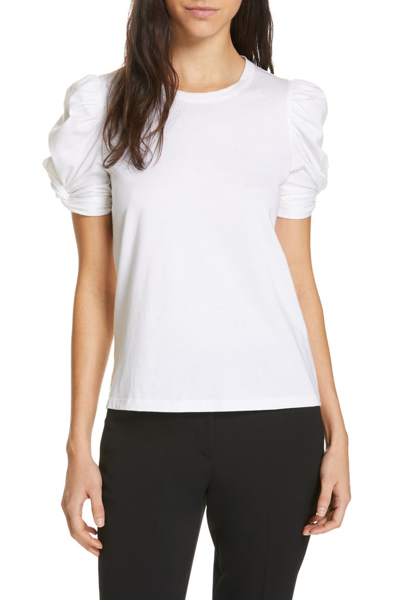 Kati Twist Sleeve Tee, Main, color, WHITE