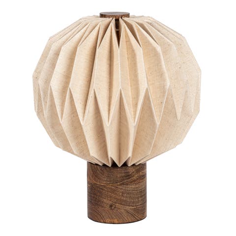 Quincy 11" Modern Minimalist Paper Pleated Orb Accent LED Table Lamp