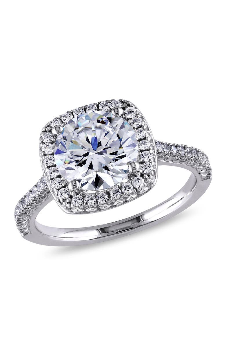 DELMAR Sterling Silver CZ Cushion Halo Ring, Main, color,