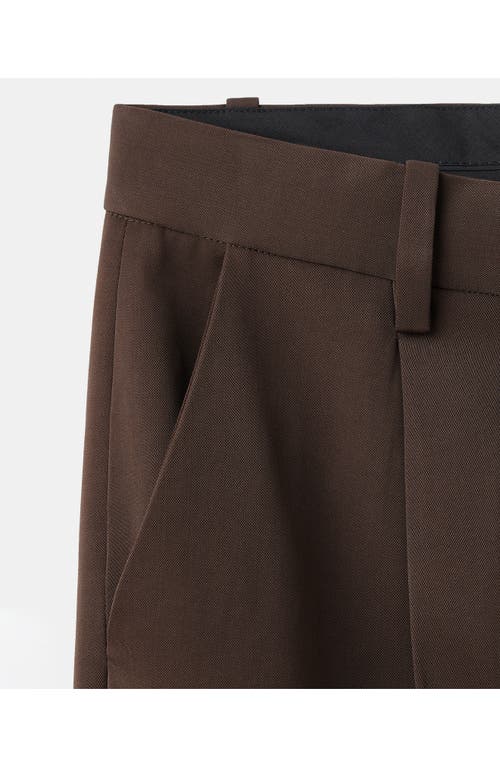 Mango Pleat Front Straight Leg Pants In Brown