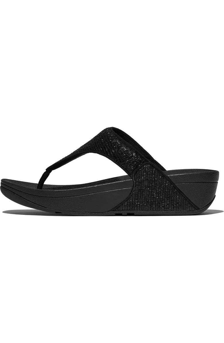 FitFlop Lulu Crinkled-shimmer toe-post sandals, Alternate, color, Metallic Black