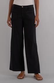 KUT from the Kloth Meg Patch Pocket High Waist Wide Leg Linen Blend Pants