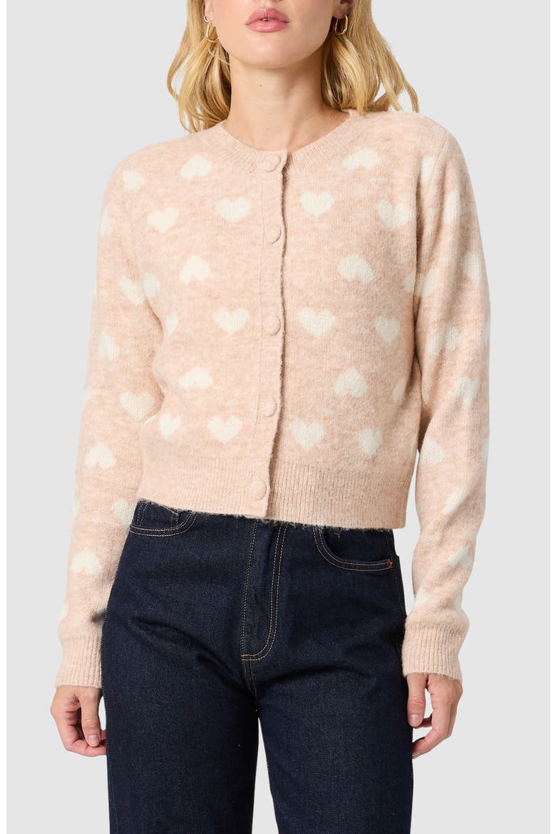 Heart Jacquard Cardigan, Main, color, OATMEAL