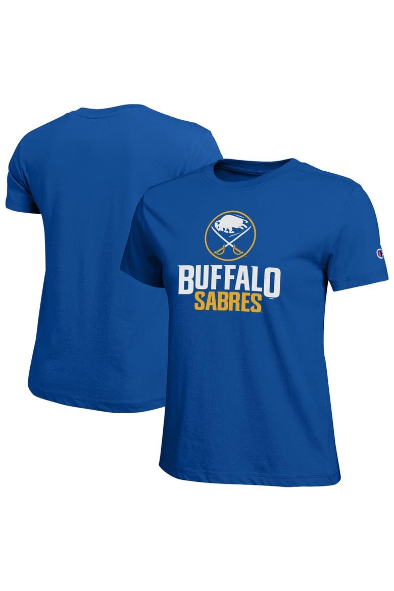Women's Champion  Royal Buffalo Sabres Wordmark Lockup T-Shirt, Main, color, Royal