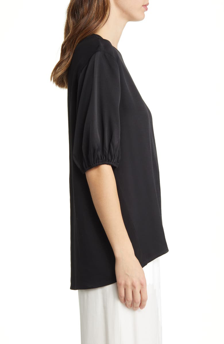 Nordstrom Puff Sleeve Mixed Media Top, Alternate, color, 
