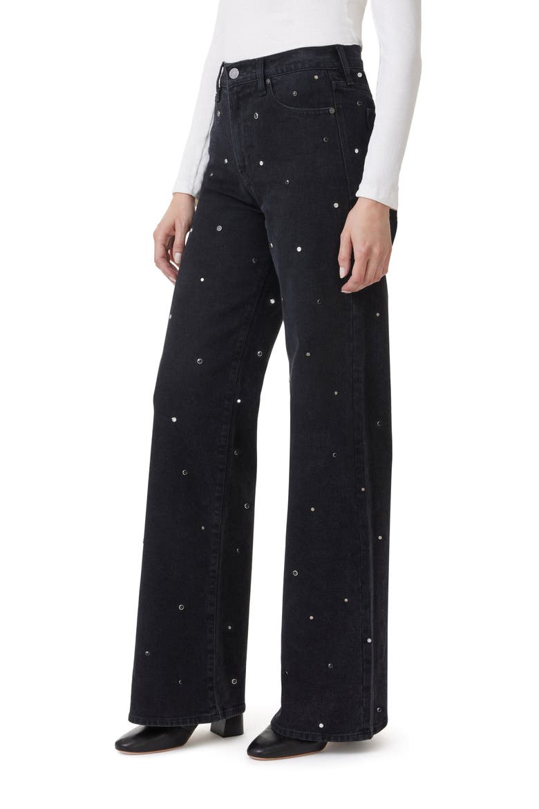Denver Grommet High Waist Wide Leg Jeans, Alternate, color, WASHED BLACK