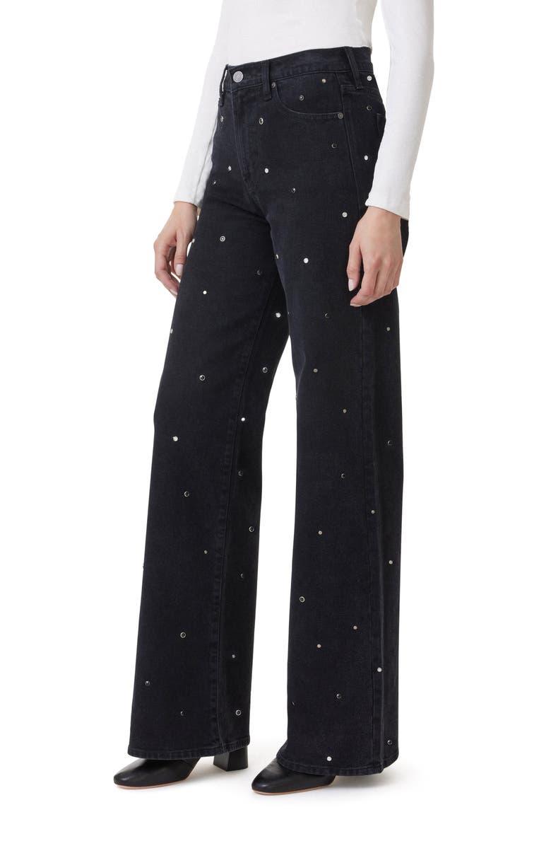 Habitual Denver Grommet High Waist Wide Leg Jeans, Alternate, color, Washed Black