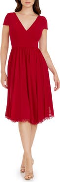 Dress the Population Corey Chiffon Fit & Flare Cocktail Dress