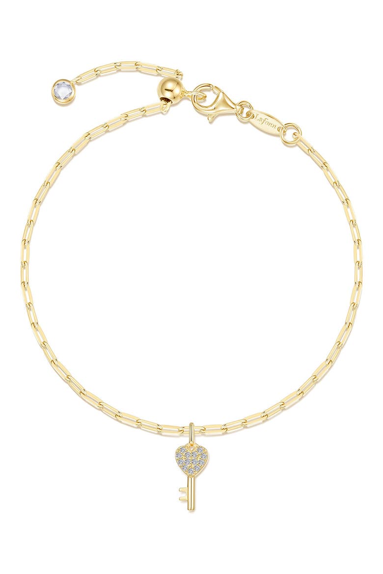 Key to Forever Simulated Diamond Key Charm Bracelet, Main, color, GOLD