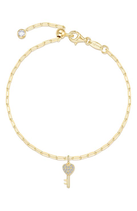Key to Forever Simulated Diamond Key Charm Bracelet