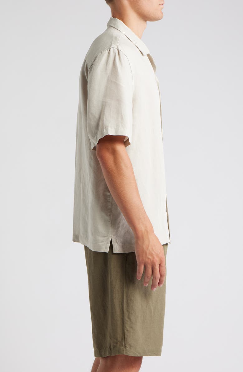 Topman Regular Fit Linen & Viscose Camp Shirt, Alternate, color, Stone