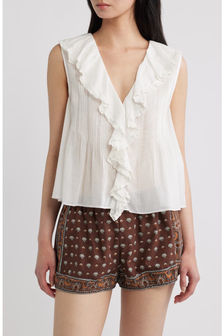 Hilda Pintucked Sleeveless Organic Cotton Top (Nordstrom Exclusive), Main, color, SALT