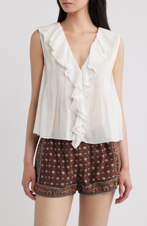 Hilda Pintucked Sleeveless Organic Cotton Top (Nordstrom Exclusive)